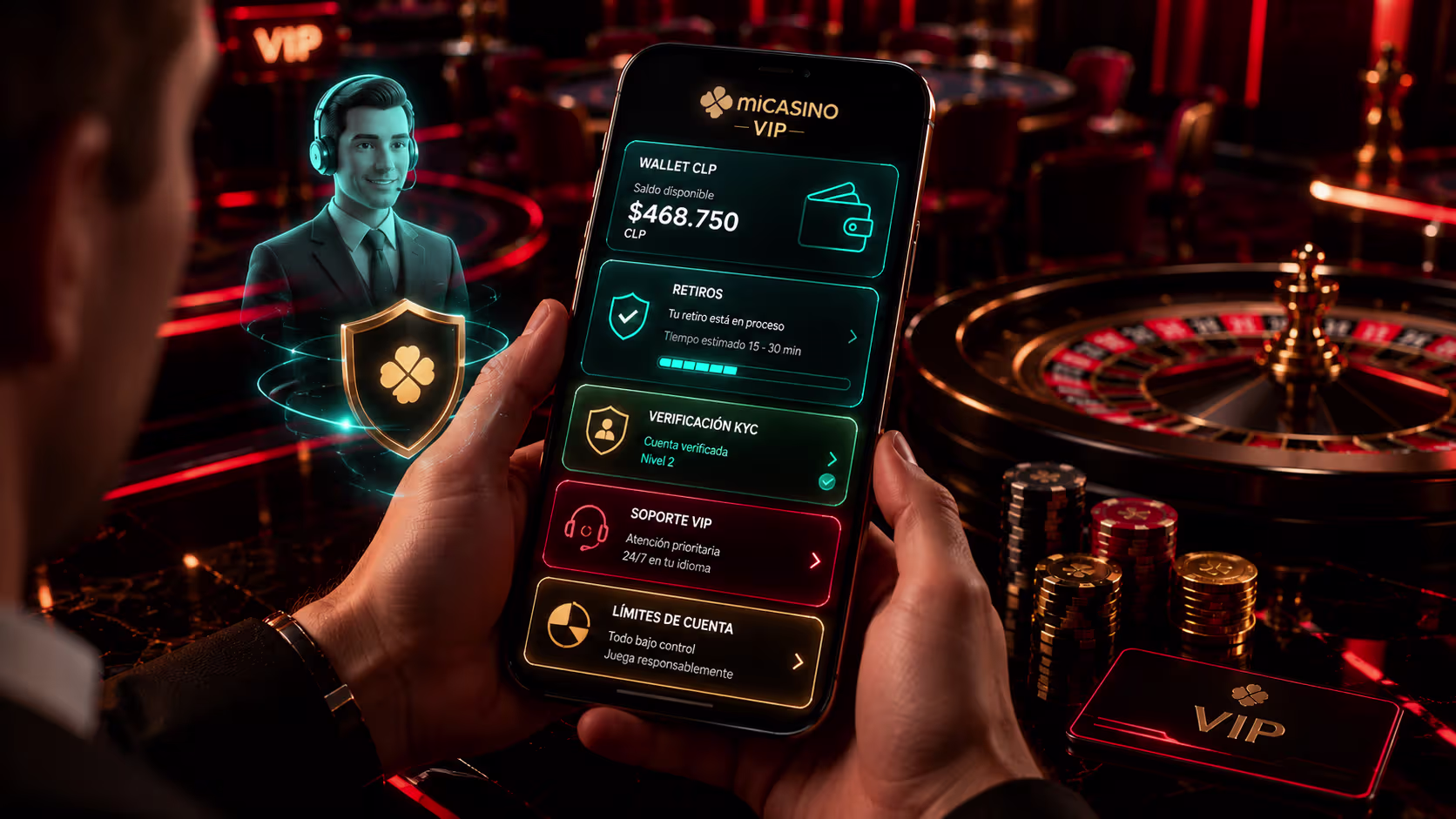 Versión móvil de Micasino con recompensas y pagos